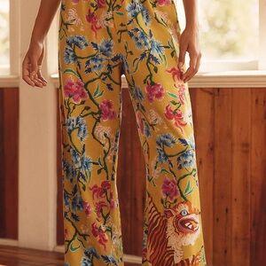Anthropologie Lyrebird Yellow and Blue Floral Pajama Pant
